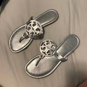 Tory Burch silver sandals (never worn)